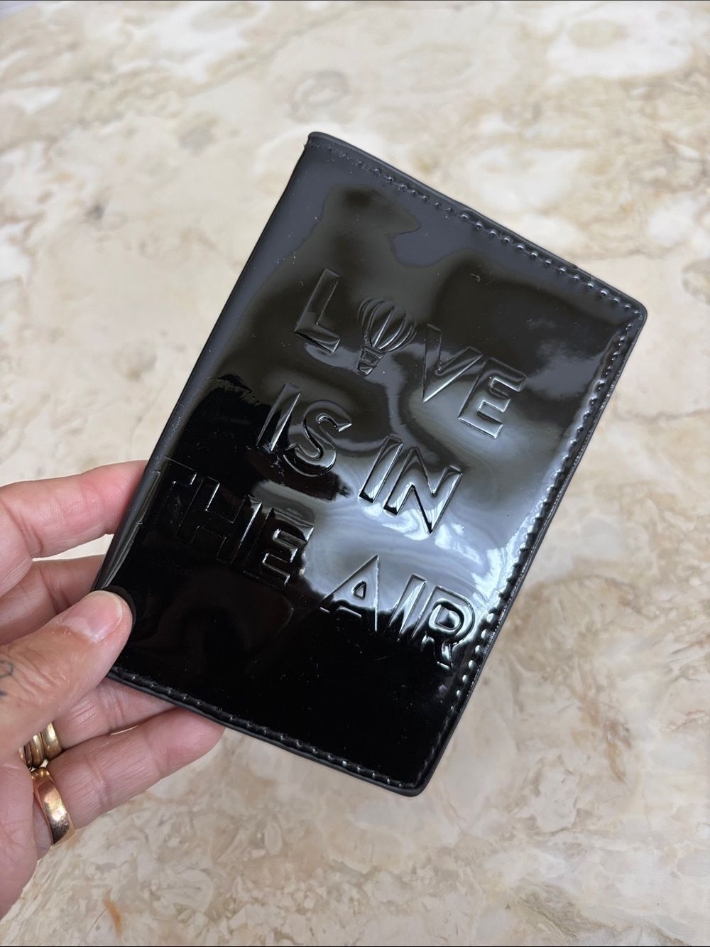 “Love Is In The Air” Passport Cover - Glossy Black